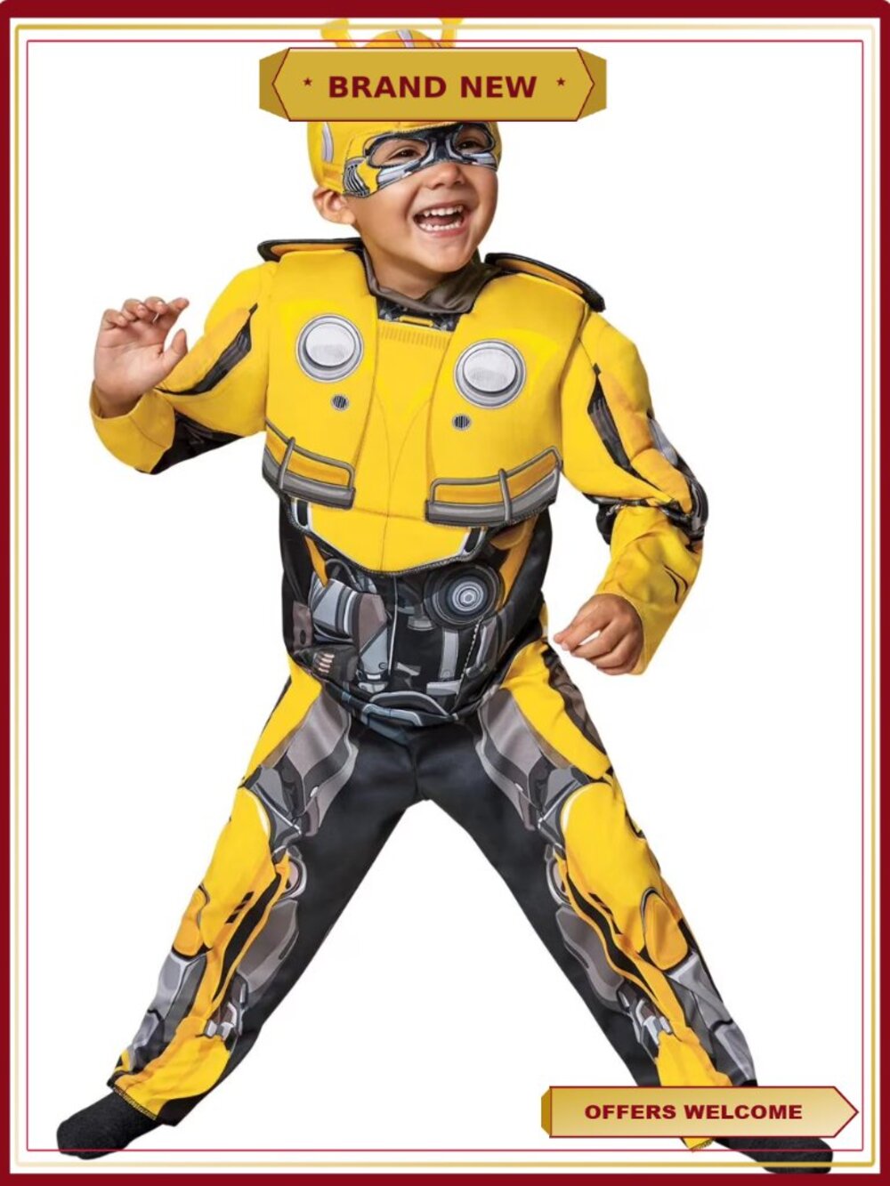 Toddler Boys Bumblebee Muscle Jumpsuit Costume